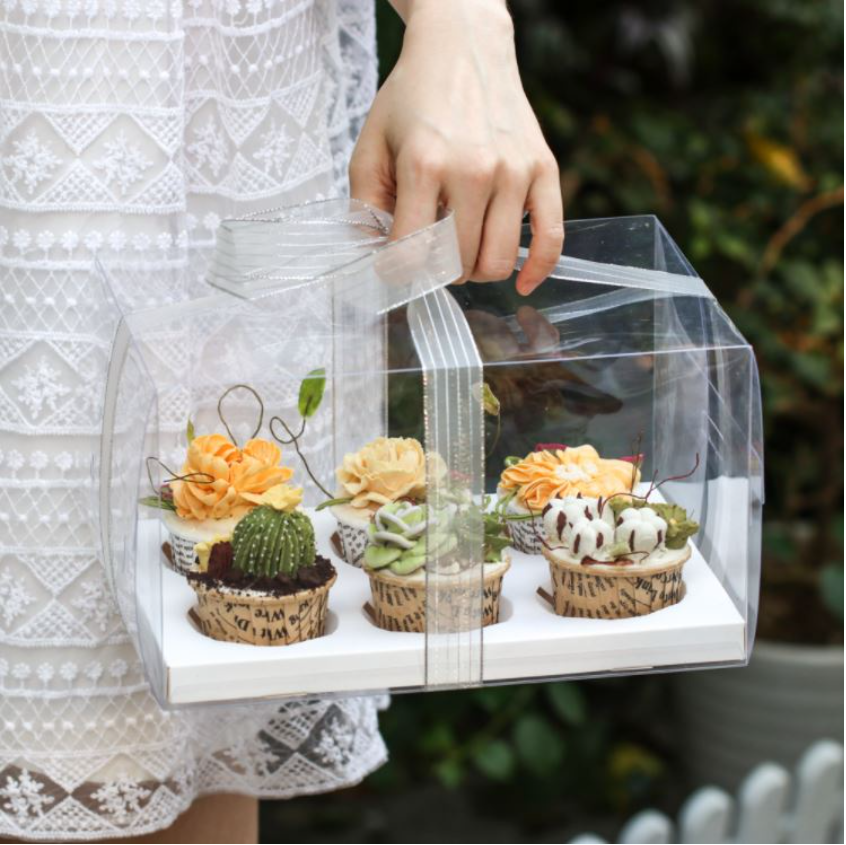 12 PC 4X3 Clear Clamshell Cupcake Container