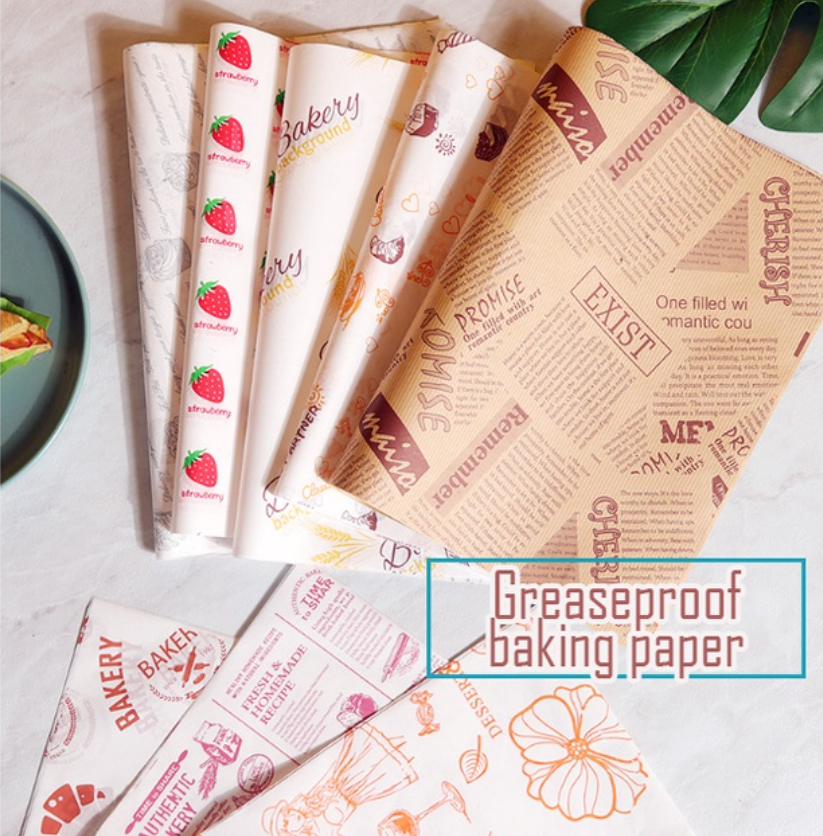 Nicoport 100pcs Greaseproof Paper Sheets Newspaper Style Kitchen Oil Proof Parchment Papers Waterproof Basket Liners Eco-Frie