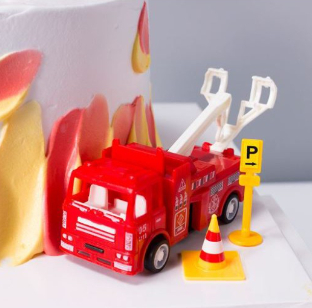 Fire engine cake topper firefighter vehicle transport fireman boy's cake decoration