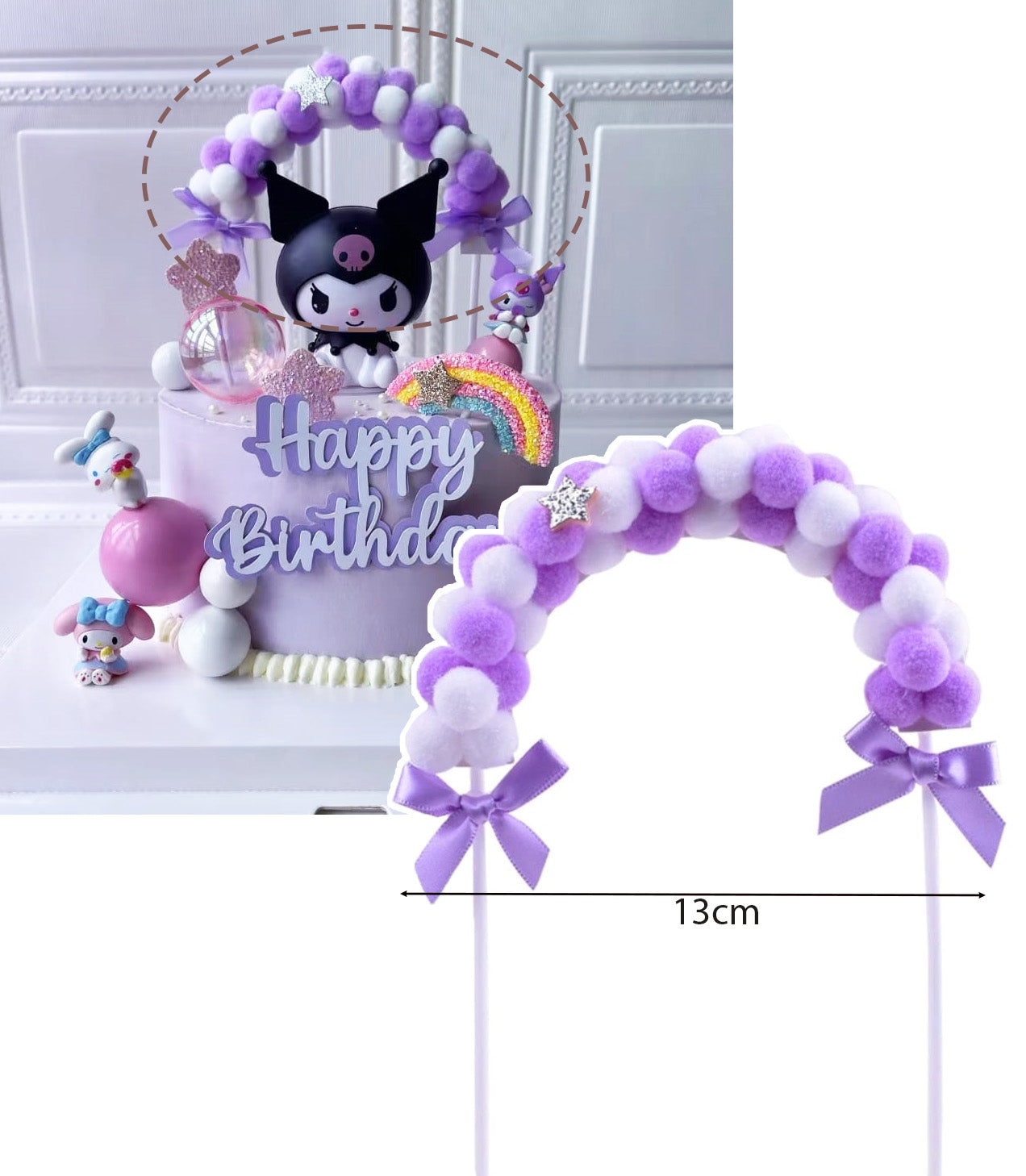 Kuromi cake topper cinnamoroll figurine cake decoration purple cinamoroll birthday cake for girl