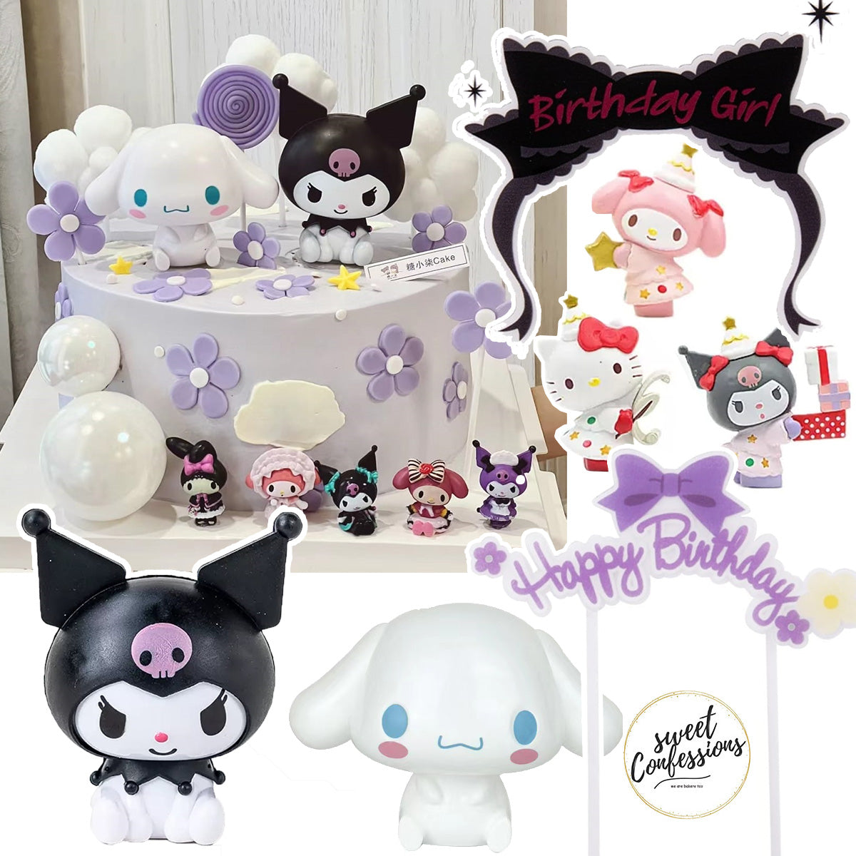 Kuromi cake topper cinnamoroll figurine cake decoration purple cinamoroll birthday cake for girl