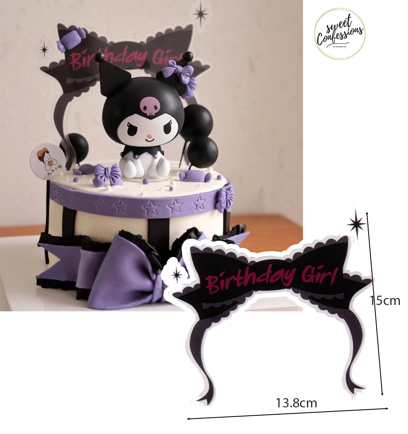 Kuromi cake topper cinnamoroll figurine cake decoration purple cinamoroll birthday cake for girl