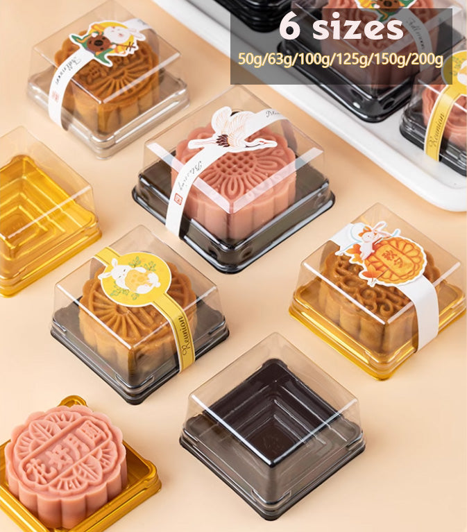 🇸🇬(6 sizes) 50pcs mooncake box / food tray container / cake box cover lid / brownie box / disposable box inserts trays