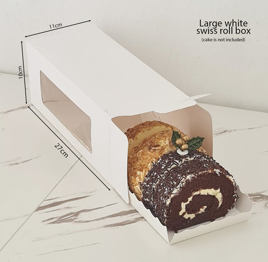 White Swiss Roll Box 27cm roll cake box