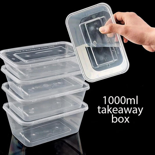 50pcs Disposable Takeaway Box Transparent Containers