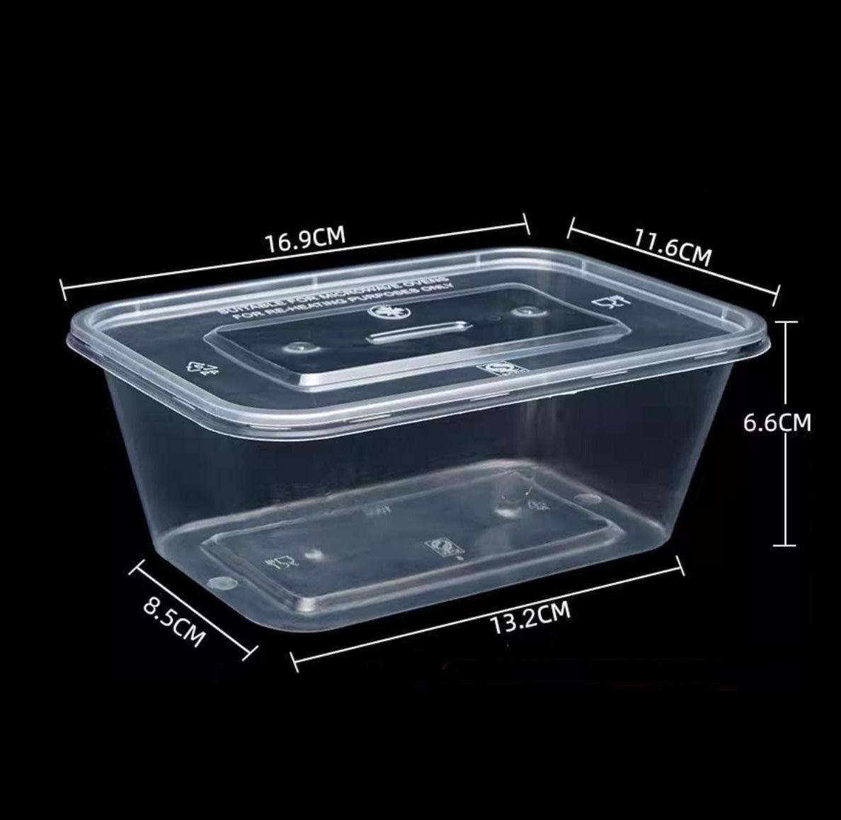 50pcs Disposable Takeaway Box Transparent Containers