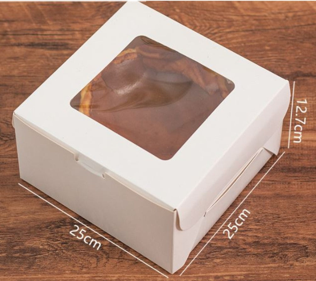 White Cake Box 7 X 7 X 6 Inch with Top Transparent Window – Bake House -  The Baking Treasure