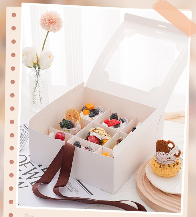 SHIOK 2 / 3 / 4 / 6 / 8 inch Portable Transparent Cake Box With White Base  For Cake/Pastry/Gift Kotak Gubahan Kek