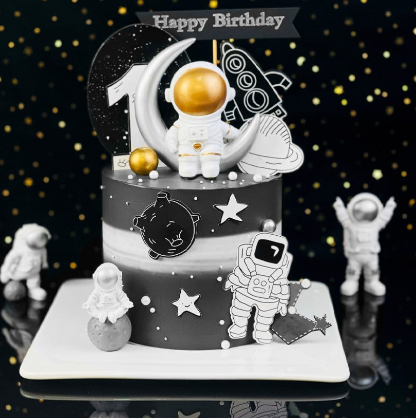 Rocket, Astronaut, and Space Theme Birthday Cake Decoration