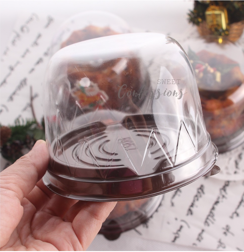 (10pcs) 4 inch Transparent cake packaging box round dome 10pcs plastic cake boxes for pastry cupcake container bundt cake box