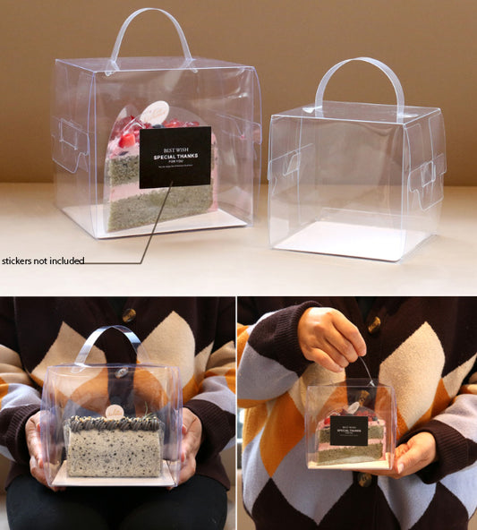 6 / 8 / 10 inch Transparent cake box with handle / clear plastic gift box