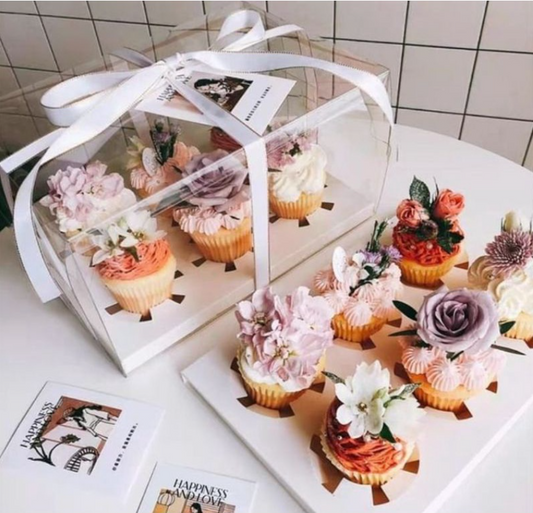 Cupcake Box (TALL) - 4, 6 or 12 cavity transparent clear plastic cupcake box cake packaging acrylic PET box