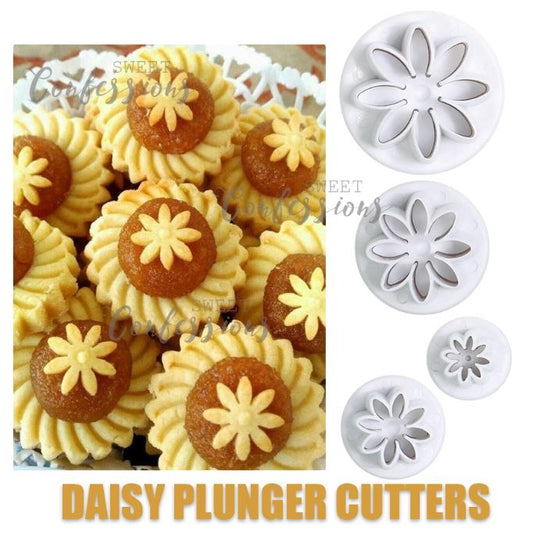 Daisy sunflower fondant plunger cutter maker mold mould set of 4