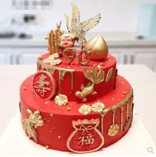 Gold Fish on ink painting longevity theme cake | Chinese cake, Asian cake,  Chinese new year cake