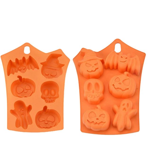 Halloween pumpkin ghost witch skeleton bat silicone jelly mould cake baking tray silicon mold