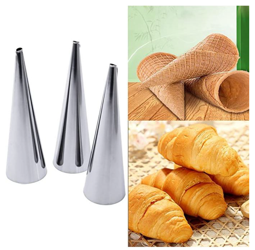 10pcs Cream horn moulds Cone Stainless Steel Roll Horn Forms Conical Danish Pastry Croissant Cones Mold