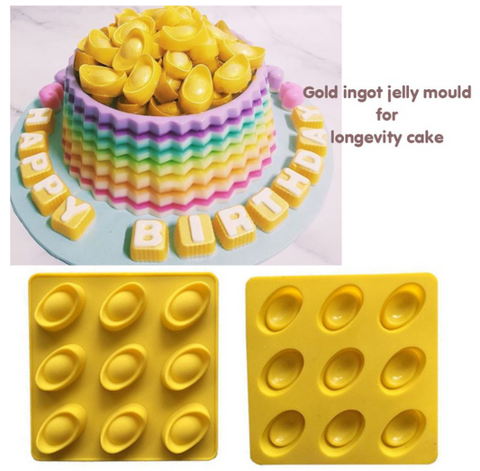 Gold ingot jelly silicone mould gold nuggets for making longevity cake