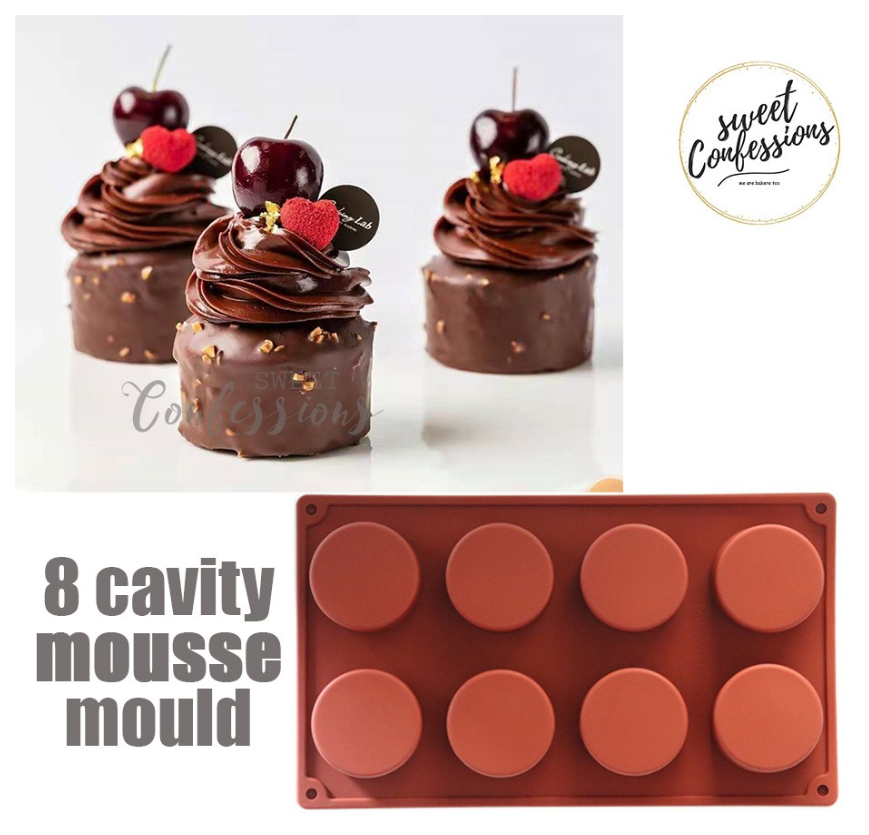 Ak 8 Cavities Square Shape Silicone Mousse Cake Moulds for Bakery