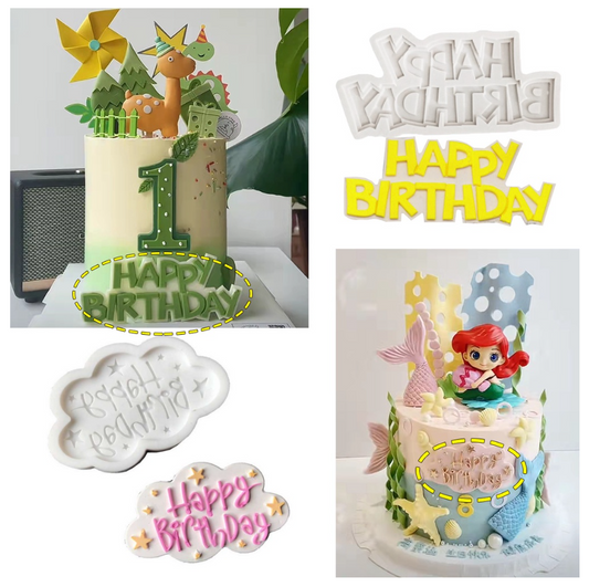 Happy birthday fondant mould jelly art silicone mold text words mould