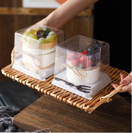 (4inch box) 10pcs mini cake box dessert packaging tray chiffon cake plastic boxes