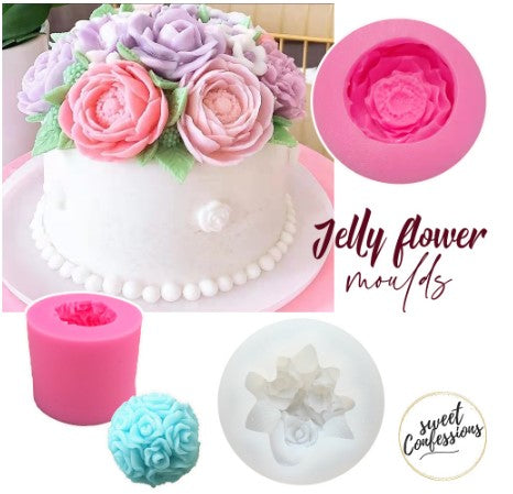 Rose Ranunculus mould jelly flower cake agar agar silicone moulds wreath bouquet jelly cupcake gift