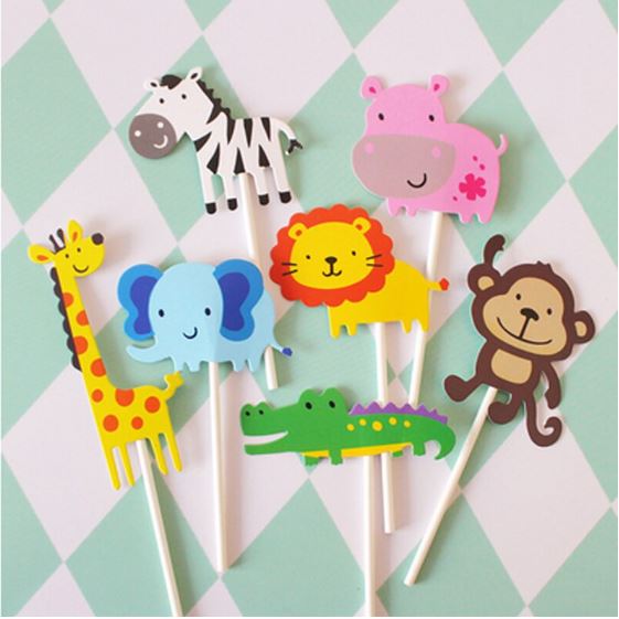 7pcs Topper - Safari animal cake topper happy birthday zoo toppers ...