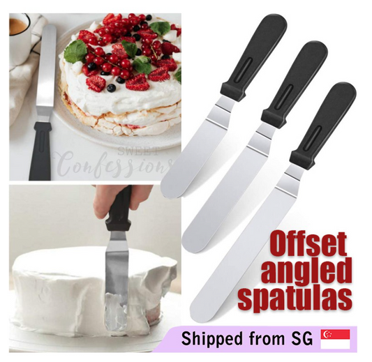 🇸🇬3pcs / 7pcs LONG offset spatula angled smoother palette knife stainless steel buttercream spreader