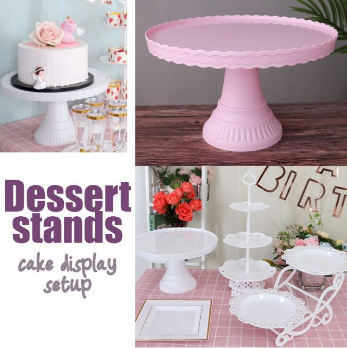Extra Large Display Cake Plate With Glass Dome Cover / Tall 27 cm x 37.5 cm
