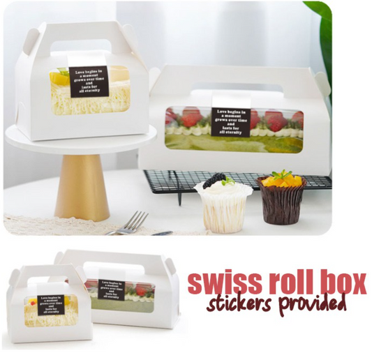 5pcs swiss roll box - log cake box paper box roll cake packaging transparent window cake box for roll cake