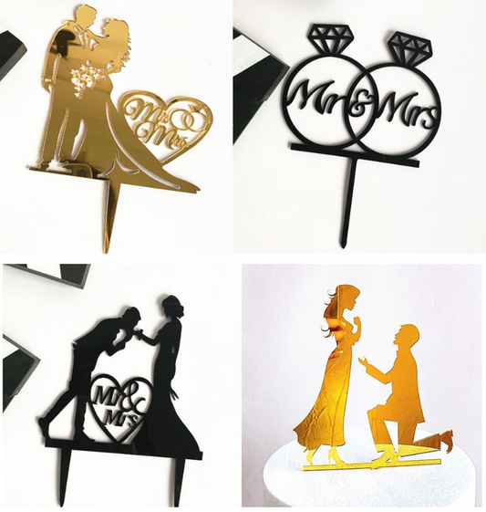 Mr & Mrs wedding cake topper valentine couple cake decoration engagement topper acrylic words text